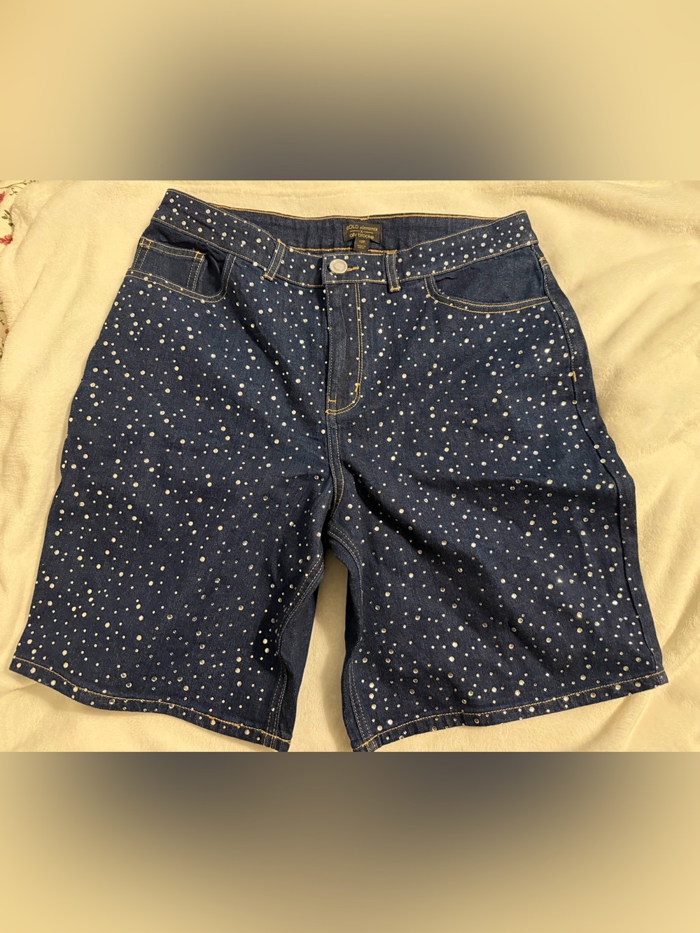 NWT BOLD elements Dark Blue Denim Shorts with rhinestones! -12P
